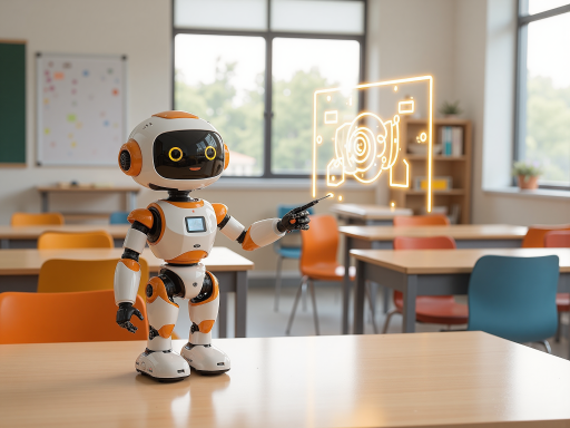 教育场景中的AI眼镜应用,学生使用智能眼镜学习,虚拟现实教学环境,教室黑板背景,互动学习体验